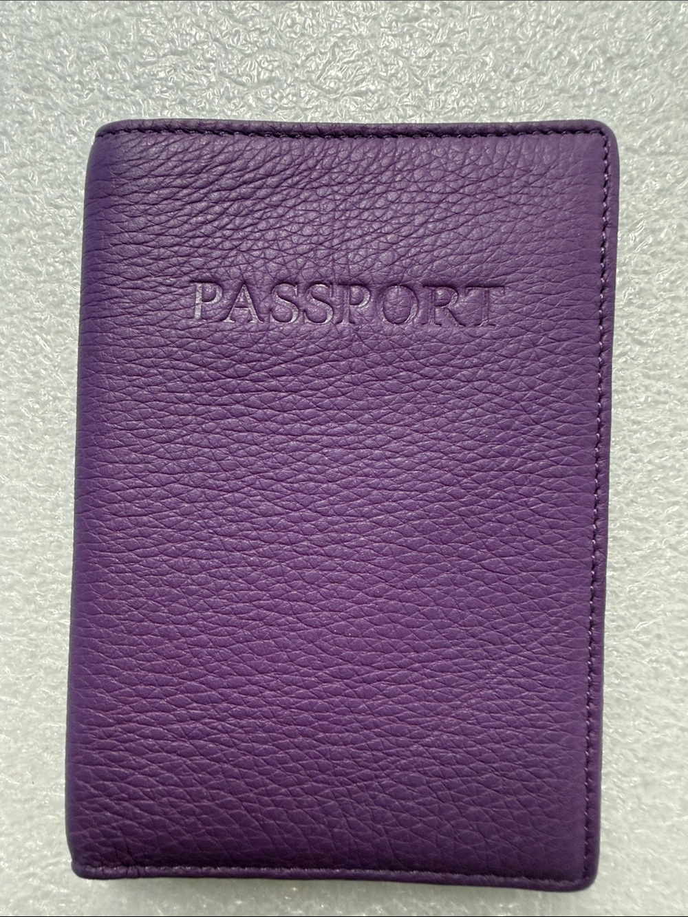 Purple Leather Passport Holder Travel Wallet